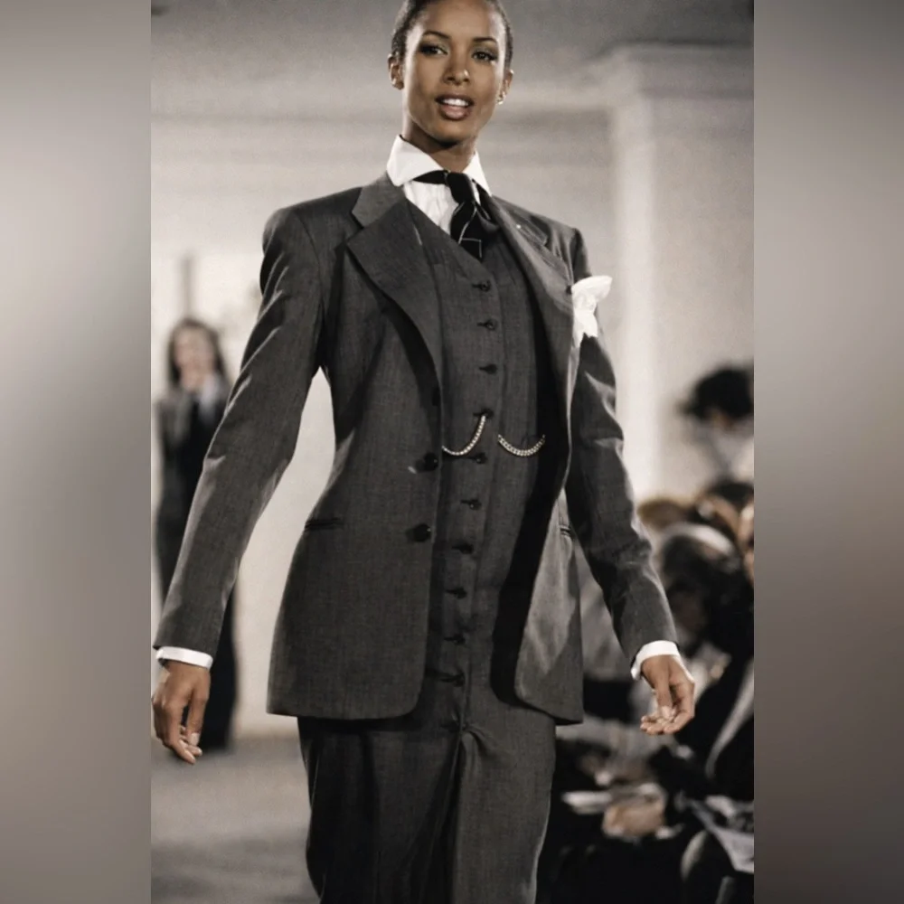 Vintage Ralph Lauren Collection 90s Pencil Dress Sheath Button Up Long Blazer 6 - Picture 3 of 16